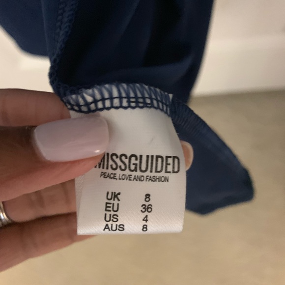 Missguided Wrap front navy blue long dress size 4 - Picture 5 of 5